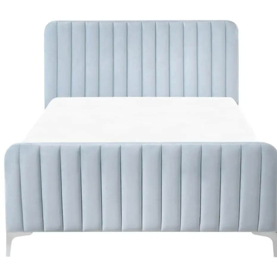 LUNAN - Tweepersoonsbed - Lichtblauw - 120 x 200 cm - Fluweel