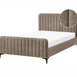 LUNAN - Tweepersoonsbed - Taupe - 120 x 200 cm - Bouclé