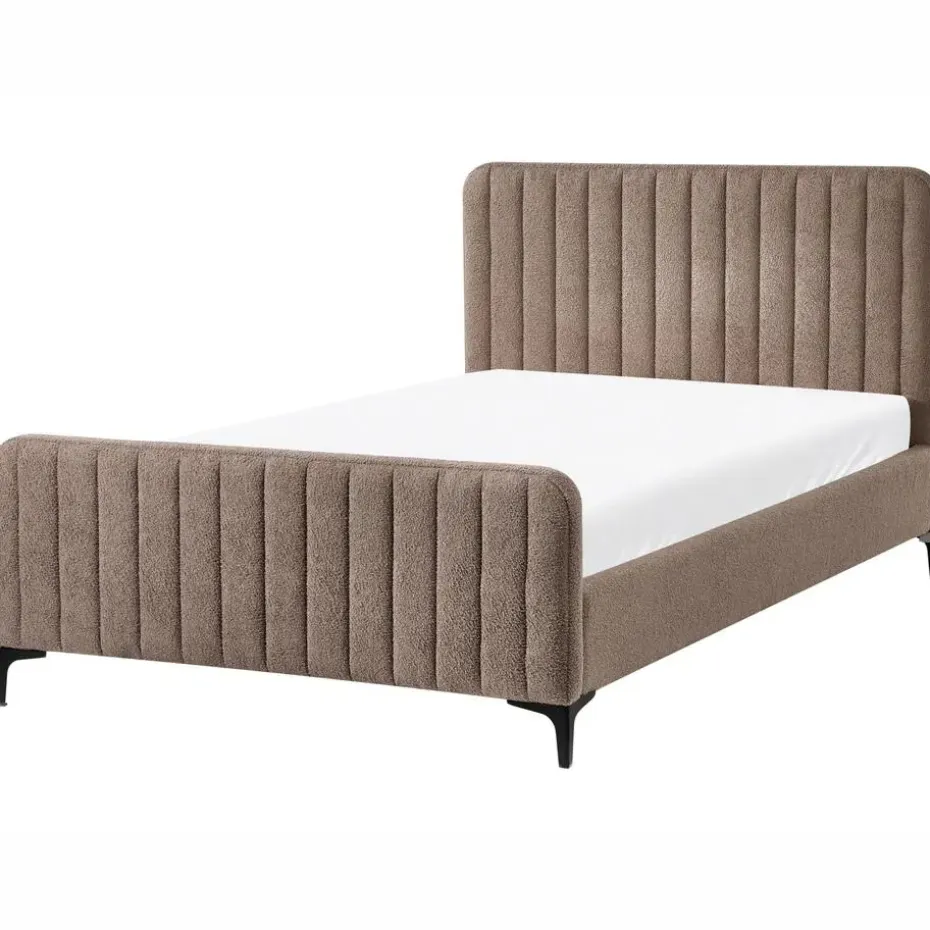 LUNAN - Tweepersoonsbed - Taupe - 120 x 200 cm - Bouclé