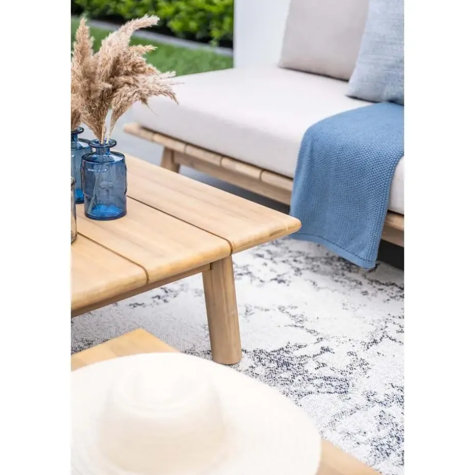 Lunar tweezitsbank - acaciahout met white wash - taupe - grey sand