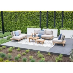 Lunar tweezitsbank - acaciahout met white wash - taupe - grey sand