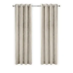 LW Collection Gordijnen Beige 245x290cm Velvet Kant en klaar 1 stuk