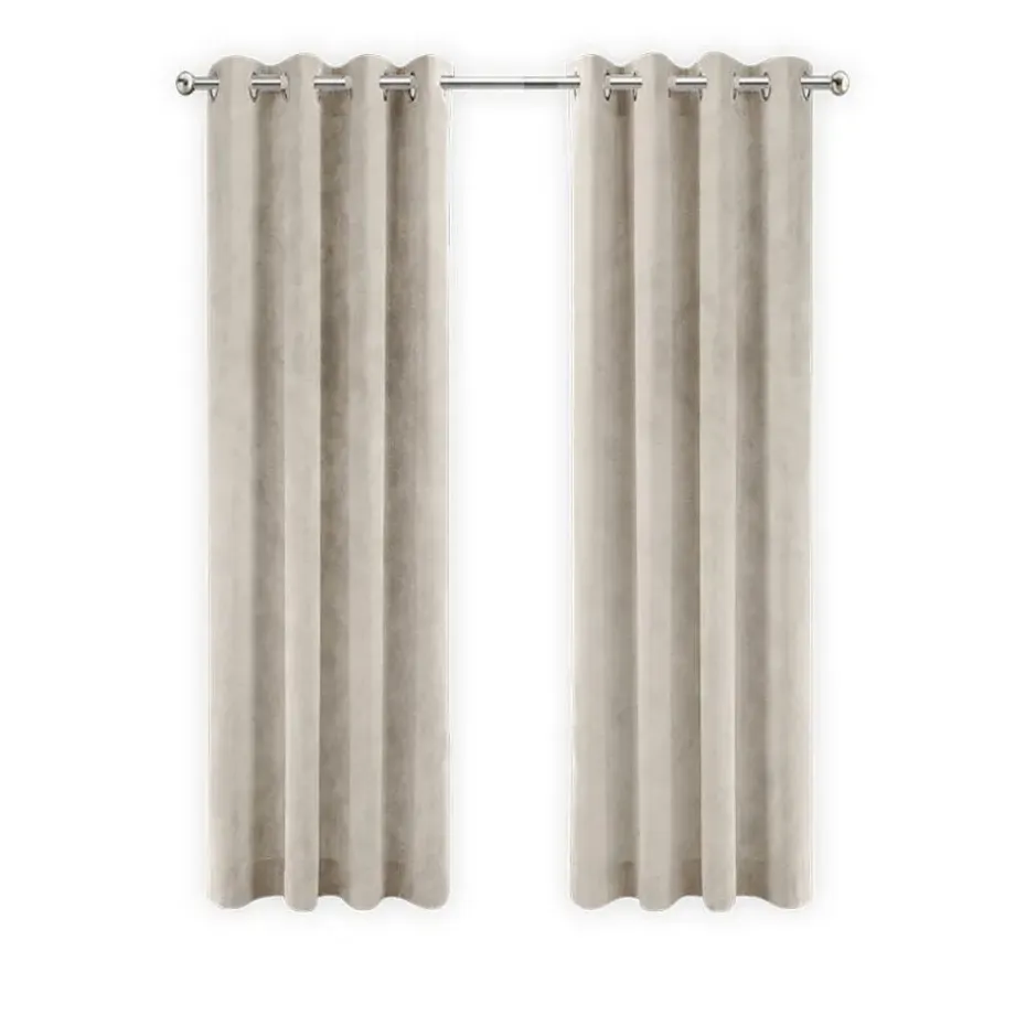 LW Collection Gordijnen Beige 245x290cm Velvet Kant en klaar 1 stuk