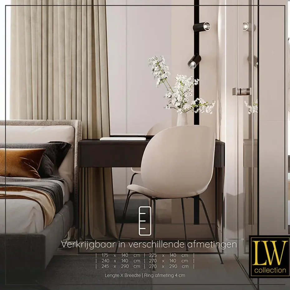LW Collection Gordijnen Beige 245x290cm Velvet Kant en klaar 1 stuk