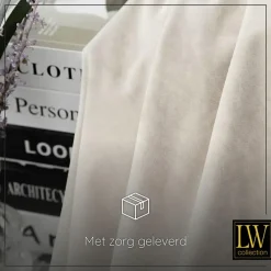 LW Collection Gordijnen Beige 245x290cm Velvet Kant en klaar 1 stuk