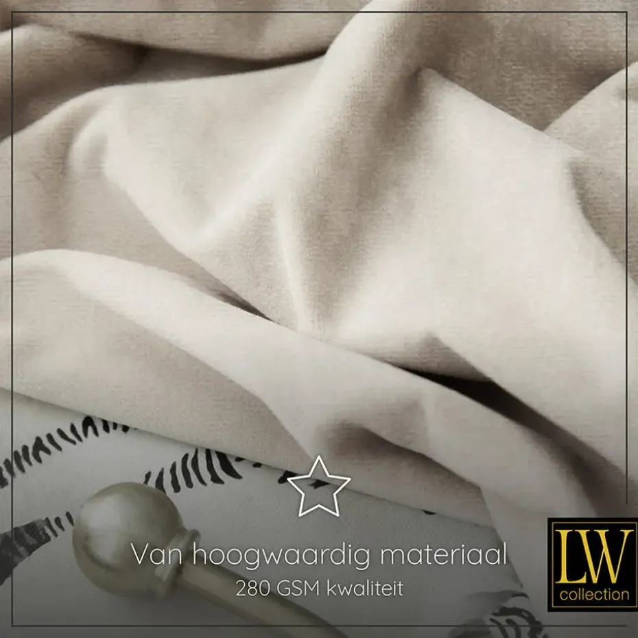 LW Collection Gordijnen beige 270X140CM velvet kant en klaar 1 stuk
