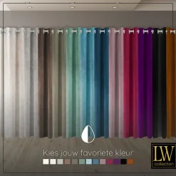 LW Collection Gordijnen beige 270X140CM velvet kant en klaar 1 stuk