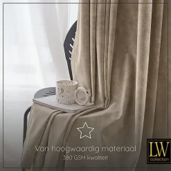 LW Collection Gordijnen beige 270x140CM met haakjes Velvet 1 stuk