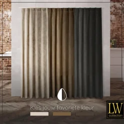 LW Collection Gordijnen beige 270x140CM met haakjes Velvet 1 stuk