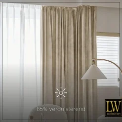 LW Collection Gordijnen beige 270x140CM met haakjes Velvet 1 stuk