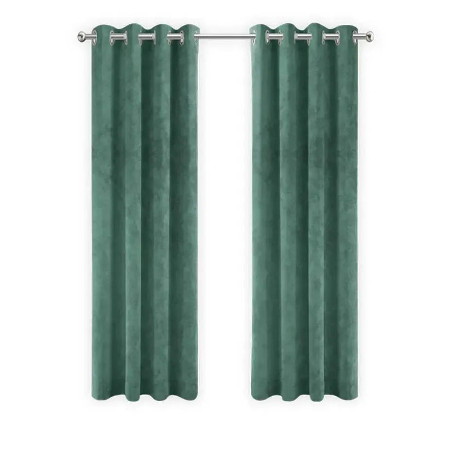 LW Collection Gordijnen Groen 245x290cm Velvet Kant en klaar 1 stuk