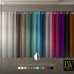 LW Collection Gordijnen Turquoise 245x290cm Velvet Kant en klaar 1 stuk
