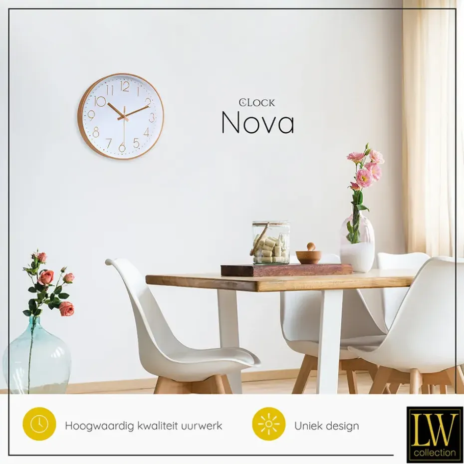 LW Collection Keukenklok Nova rosé 30cm