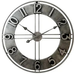 LW Collection Wandklok Becka grijs zilver 80cm