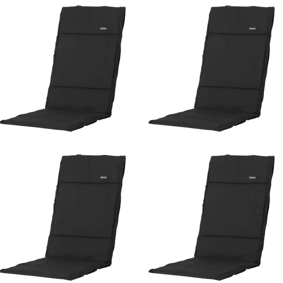 Madison - Tuinkussen Fiber Deluxe Rib black - Ca. 125x50 cm - Set van 4