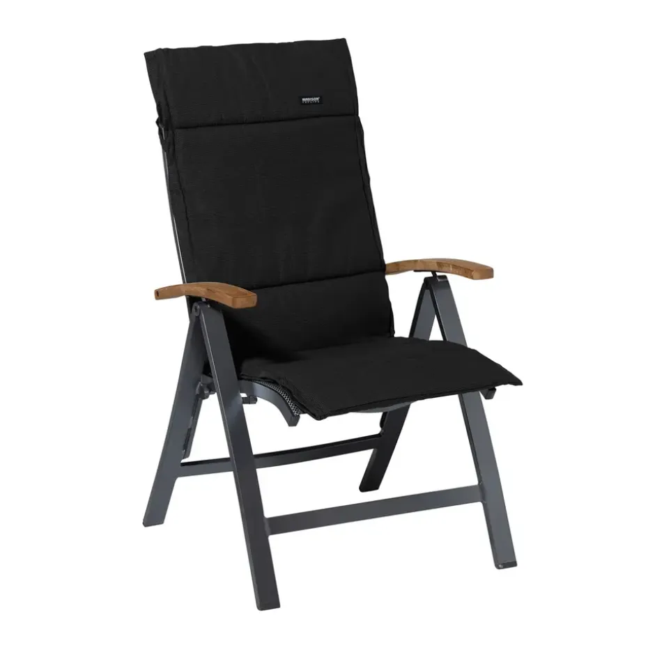 Madison - Tuinkussen Fiber Deluxe Rib black - Ca. 125x50 cm - Set van 4