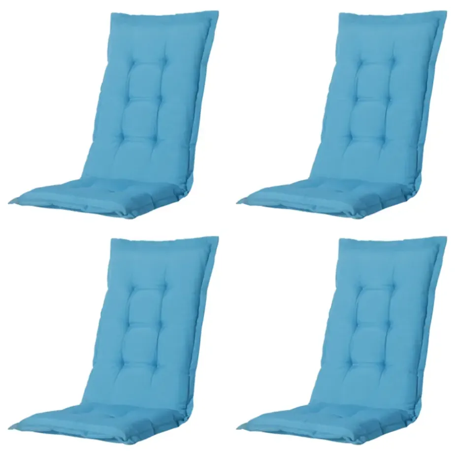 Madison - Tuinstoelkussen Hoge Rug Panama aqua - Ca. 123x50 cm - Set van 4