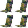 Madison - Tuinstoelkussen Hoge Rug Iven green - Ca. 120x50 cm - Set van 4