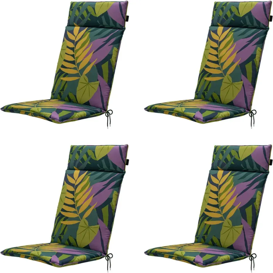 Madison - Tuinstoelkussen Hoge Rug Iven green - Ca. 120x50 cm - Set van 4