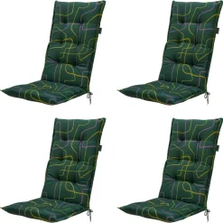 Madison - Tuinstoelkussen Hoge Rug Joah green - Ca. 123x50 cm - Set van 4