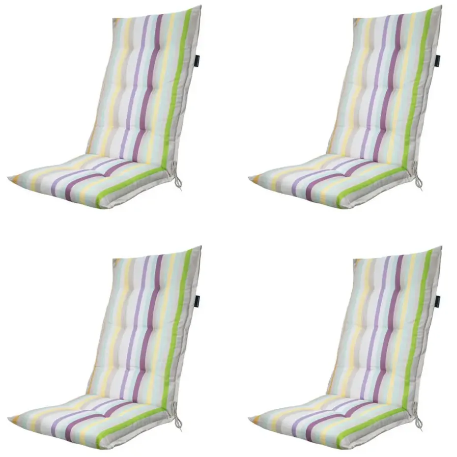 Madison - Tuinstoelkussen Hoge Rug Righe purple - Ca. 123x50 cm - Set van 4