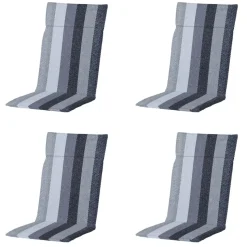 Madison - Tuinstoelkussen Hoge Rug Victoria grey - Ca. 120x50 cm - Set van 4