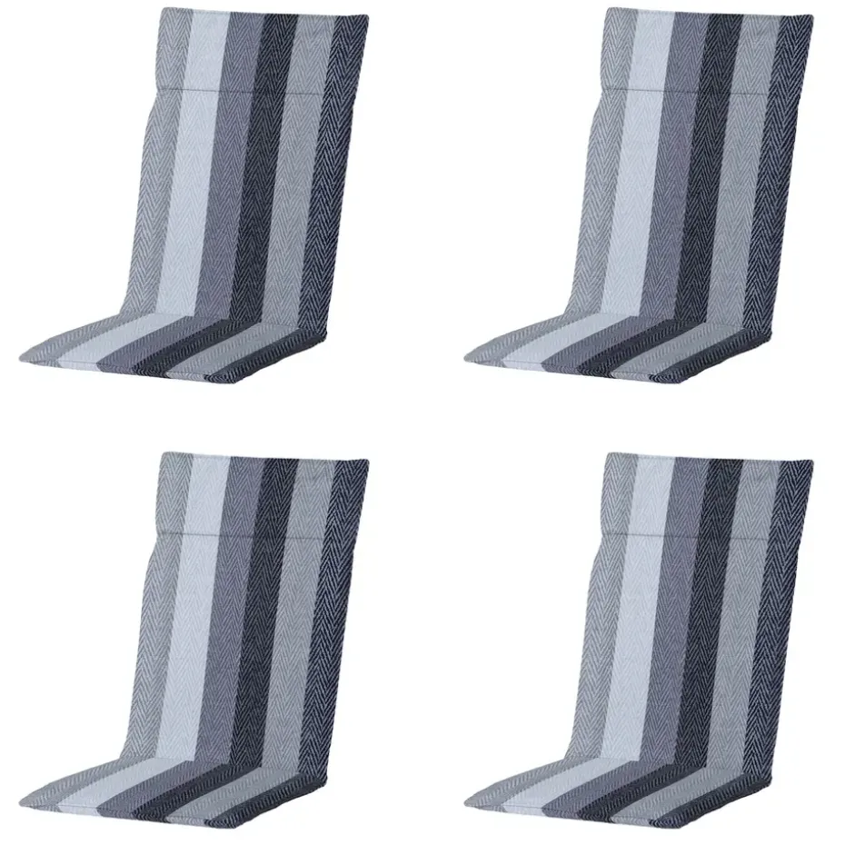 Madison - Tuinstoelkussen Hoge Rug Victoria grey - Ca. 120x50 cm - Set van 4