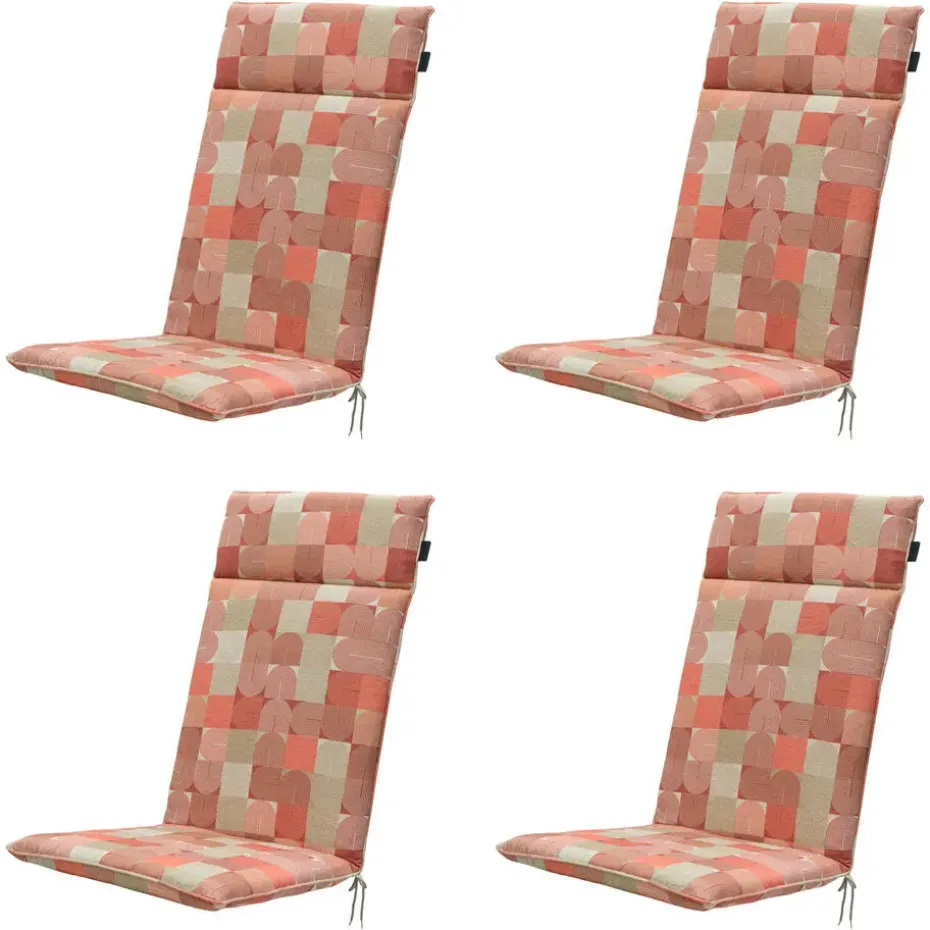 Madison - Tuinstoelkussen Hoge Rug Jacky terra - Ca. 120x50 cm - Set van 4