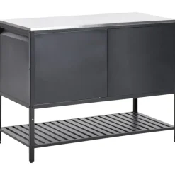 MAENZA - Buitenkeukenkast set met tafel - Zwart - Staal