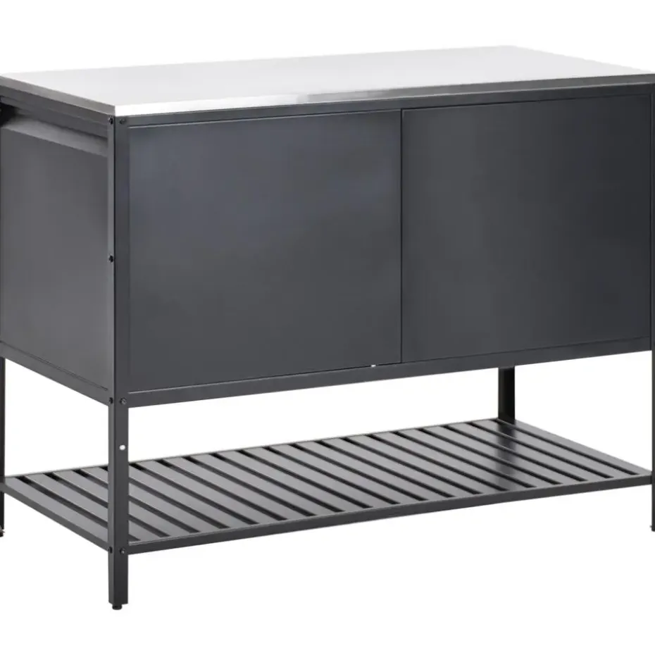 MAENZA - Buitenkeukenkast 3-deurs - Zwart - Staal