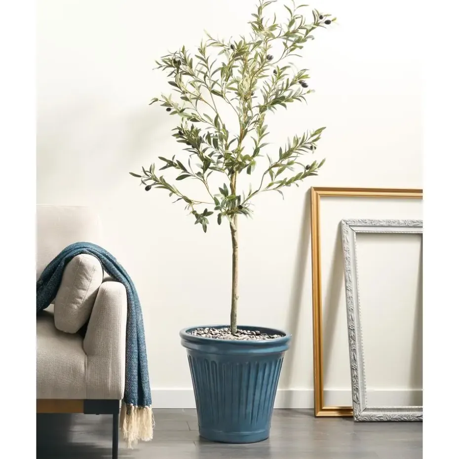 MAIZE - Bloempot - Blauw - 43 cm - Steenmengsel