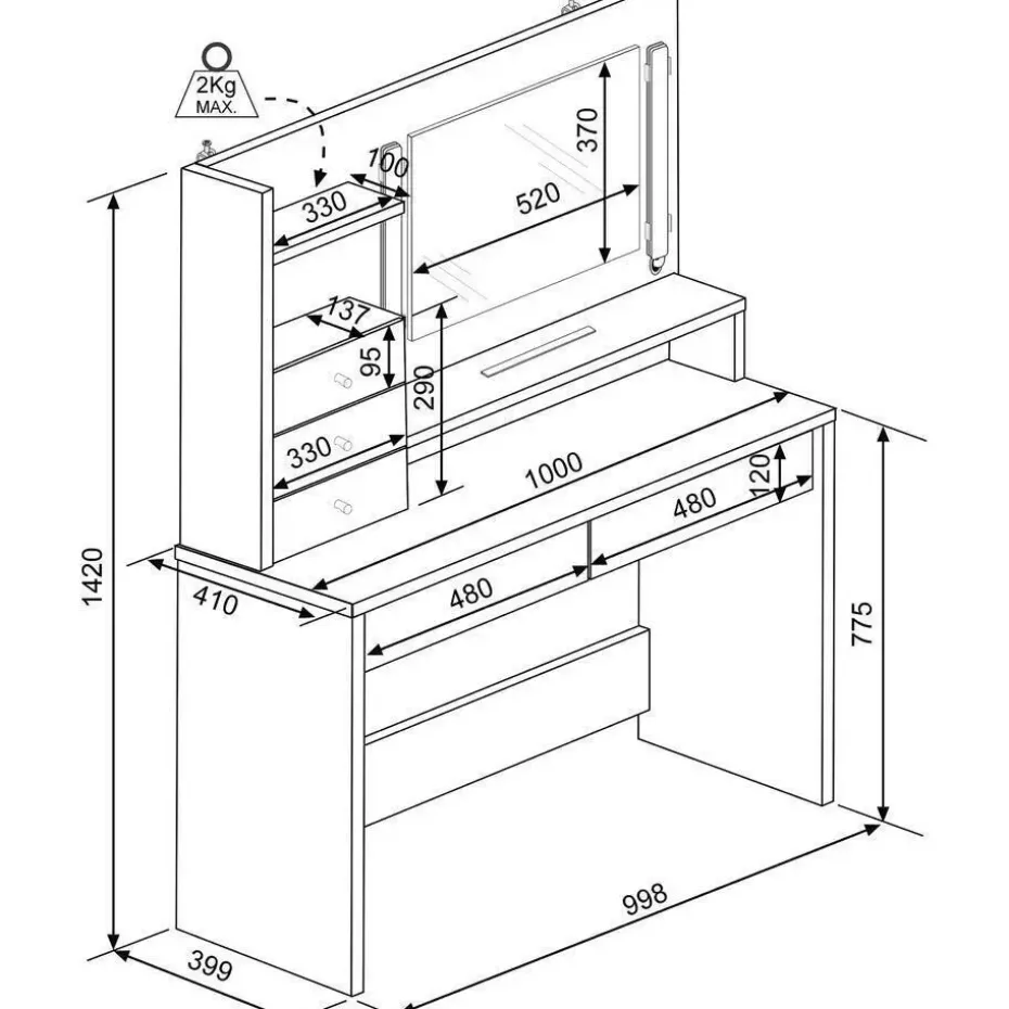 Make-uptafel Wish - wit