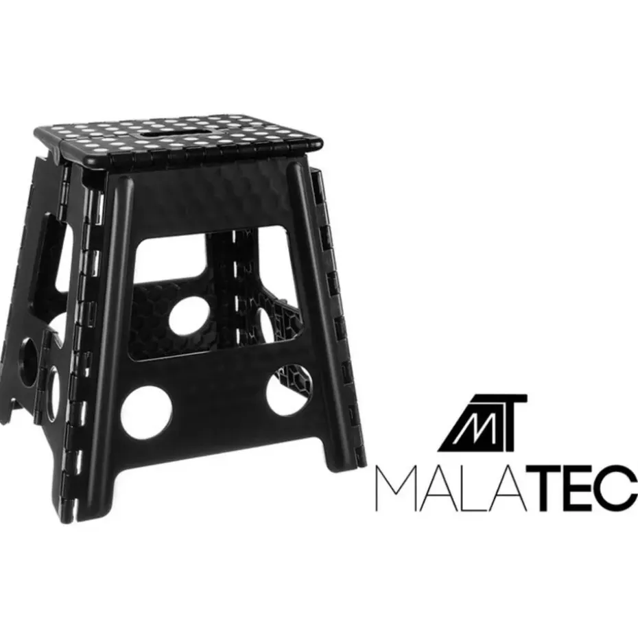 Malatec Inklapbaar krukje - zwart - 39 cm - opvouwbaar - opstapje