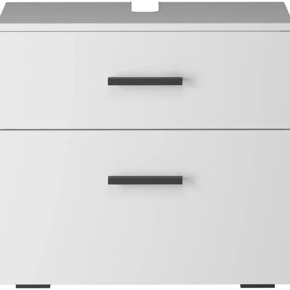 Malika - Wastafelonderkast 60 cm met 1 klep 1 lade in antraciet wit
