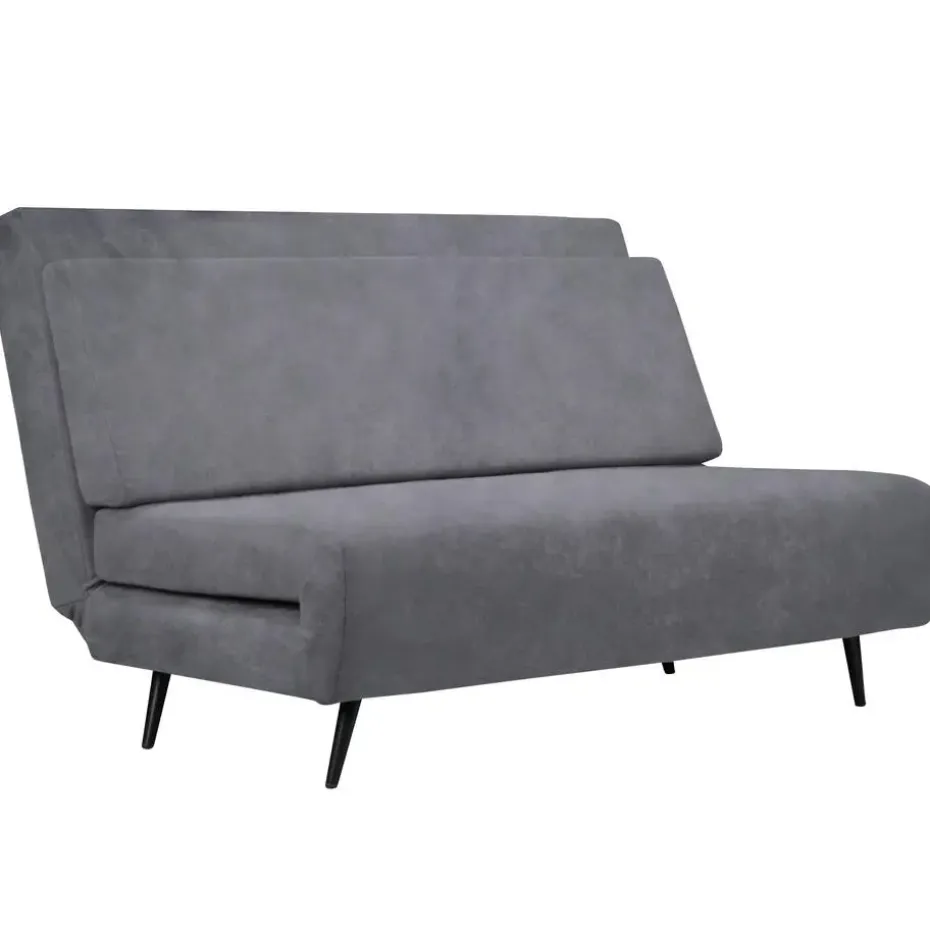Mallory - Slaapbank 140 cm in antraciet fluweel