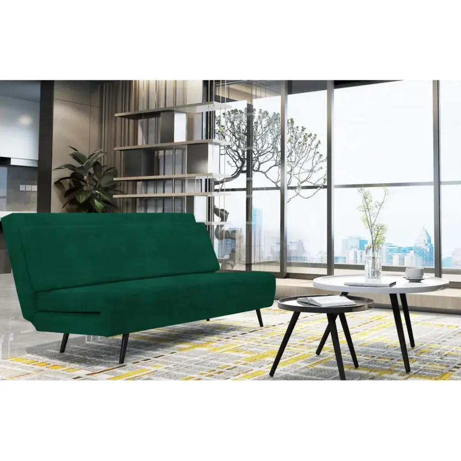 Mallory - Slaapbank 140 cm in donkergroene fluweel