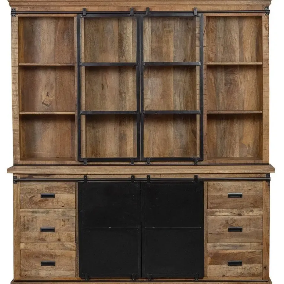 Mangohoutonline - Buffetkast Denver 200x220cm Recht Rechthoekig - Bruin - Mahom