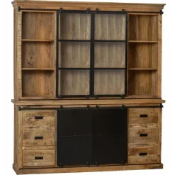 Mangohoutonline - Buffetkast Denver 200x220cm Recht Rechthoekig - Bruin - Mahom