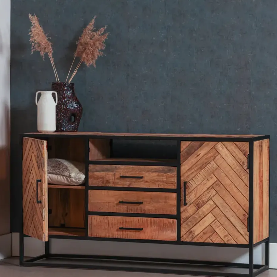Mangohoutonline - Dressoir Toronto 145x80cm Rechthoekig - Bruin - Mahom