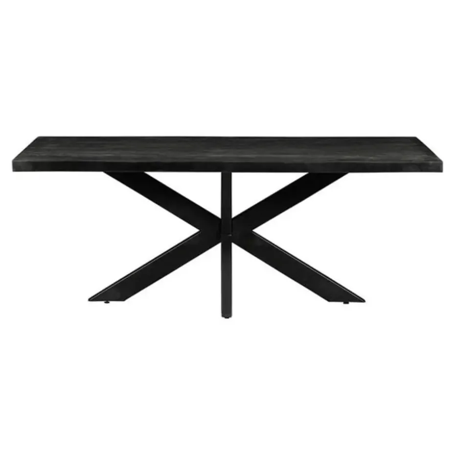 Mangohoutonline - Eettafel Memphis Black 240x100cm Rechthoekig - Zwart - Mahom