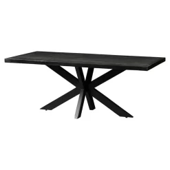 Mangohoutonline - Eettafel Memphis Black 240x100cm Rechthoekig - Zwart - Mahom
