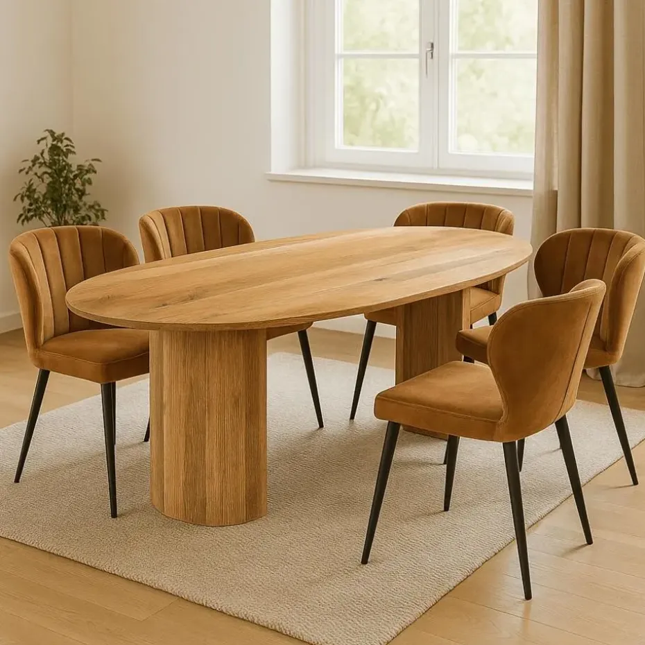Mangohoutonline - Eettafel Chiara 210x100cm Rechthoekig - Bruin - Mahom