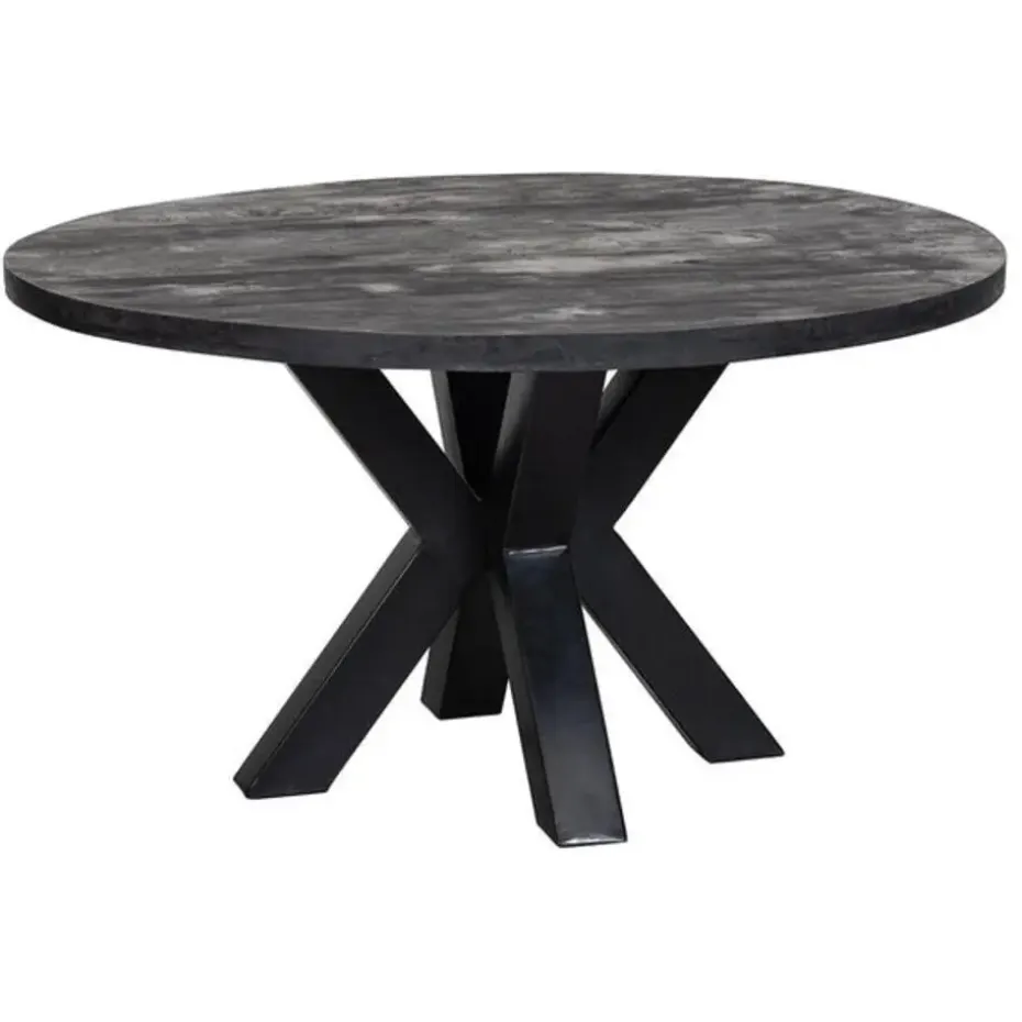 Mangohoutonline - Eettafel Madison Black Ø 110 Rond - Zwart - Mahom