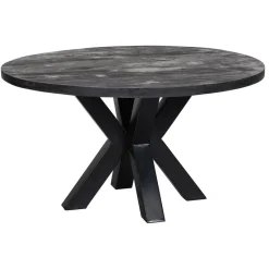 Mangohoutonline - Eettafel Madison Black Ø 110 Rond - Zwart - Mahom