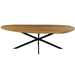 Mangohoutonline - Eettafel Organisch Alessia 240x110cm - Bruin - Mahom