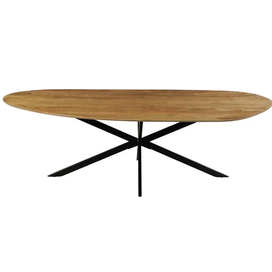 Mangohoutonline - Eettafel Organisch Alessia 240x110cm - Bruin - Mahom
