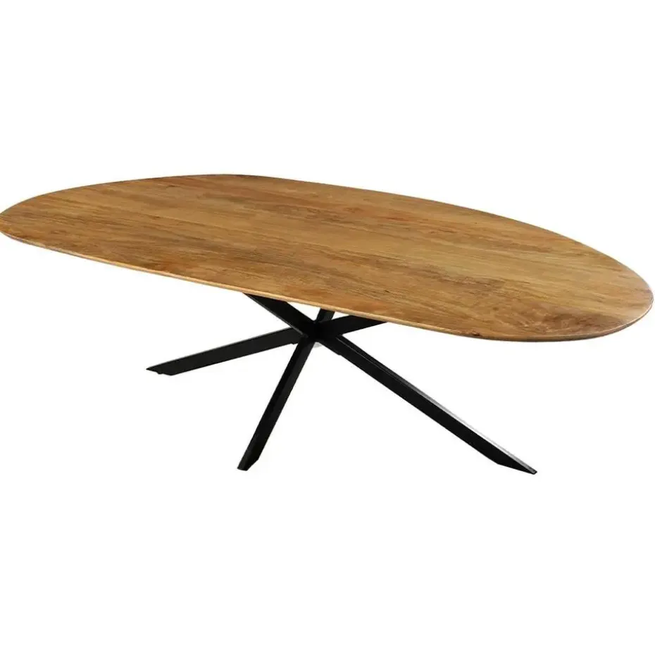 Mangohoutonline - Eettafel Organisch Alessia 240x110cm - Bruin - Mahom