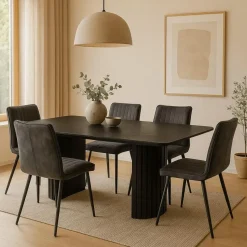 Mangohoutonline - Eettafel Lucia Black 260x120cm Rechthoekig - Zwart - Mahom