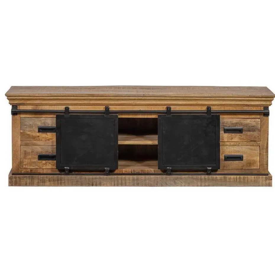 Mangohoutonline - TV Meubel Portland 200cm Rechthoekig - Bruin - Mahom