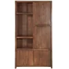 Mangohoutonline - Wandkast Phoenix 120cm Walnoot 3 Open Vakken, 4 Deuren - Mahom